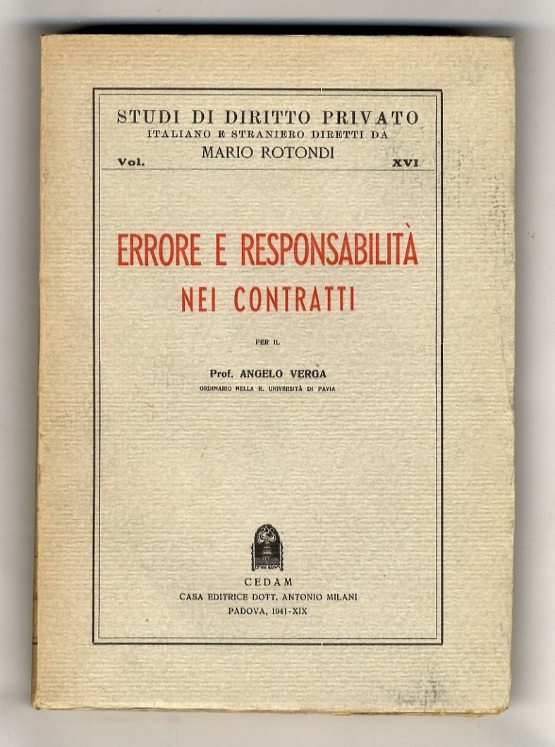 Errore e responsabilità nei contratti.