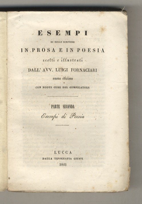 Esempi di bello scrivere in prosa e in poesia scelti …