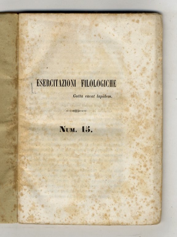 Esercitazioni filologiche. Num. 15. In: Strenna pel Nuovo Anno, 1859.