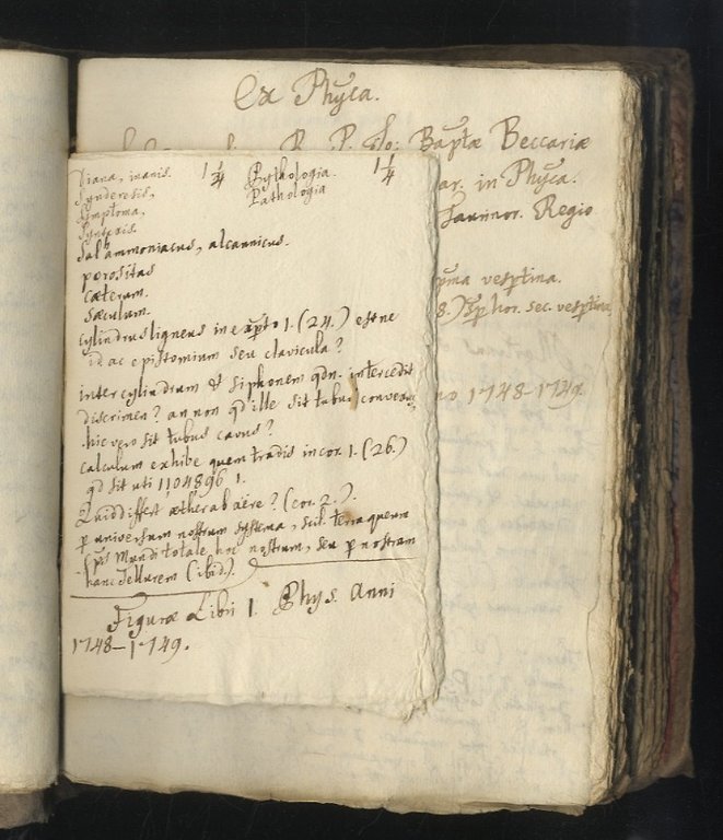 Ex Physica. Sub disciplina R.P Joannis Baptistae Beccaria Monsregalensis Ord. …