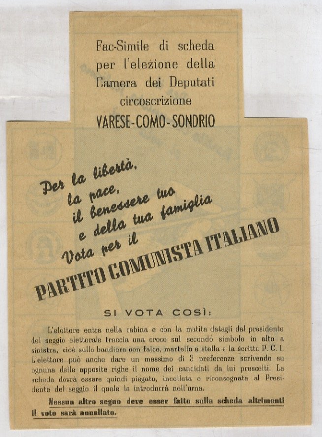 “Fac-Simile di scheda per l'elezione della Camera dei Deputati. Circoscrizione …