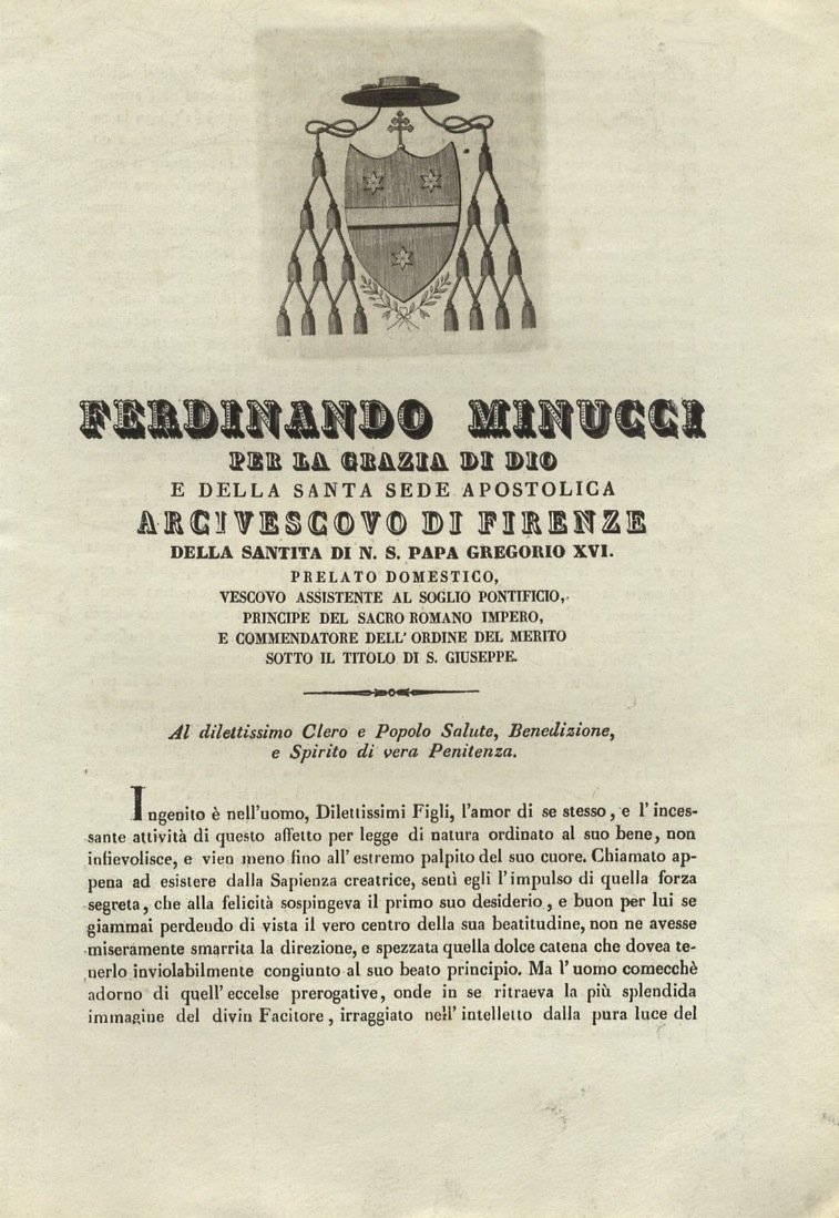 Ferdinando Minucci per la Grazia di Dio e della Santa …