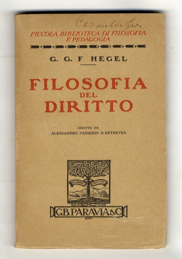 Filosofia del diritto. Ridotta da Alessandro Passerin D'Entrèves.