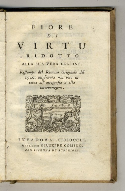 Fiore di Virtù ridotto alla sua vera lezione. Ristampa del … | Immagine Gallery 1