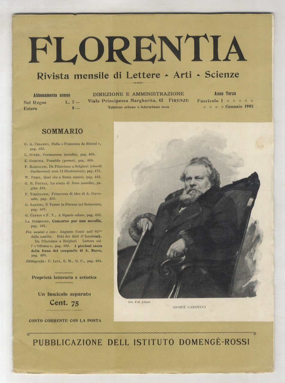 FLORENTIA. Rivista mensile di lettere, arti, scienze. Anno terzo. Fascicolo …