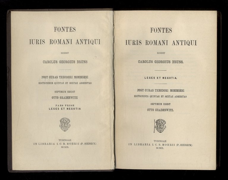 Fontes iuris romani antiqui. Pars prior: Leges et negotia - …