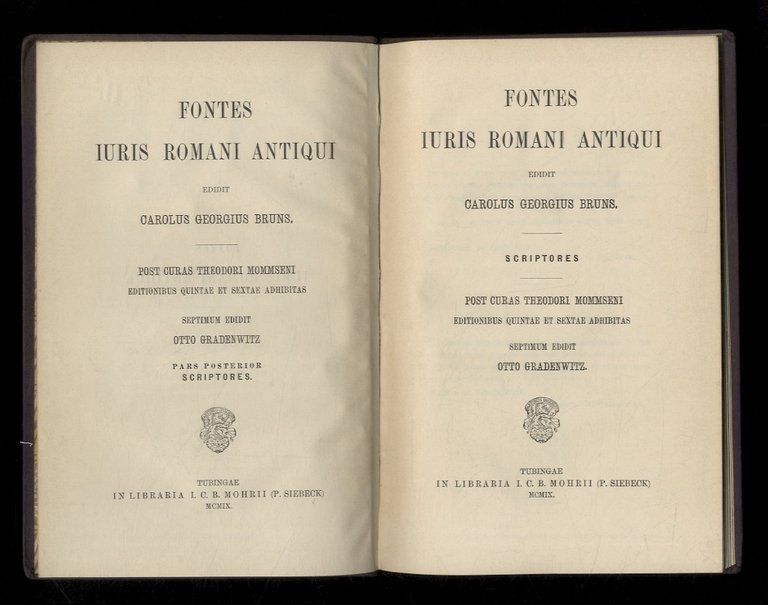 Fontes iuris romani antiqui. Pars prior: Leges et negotia - …