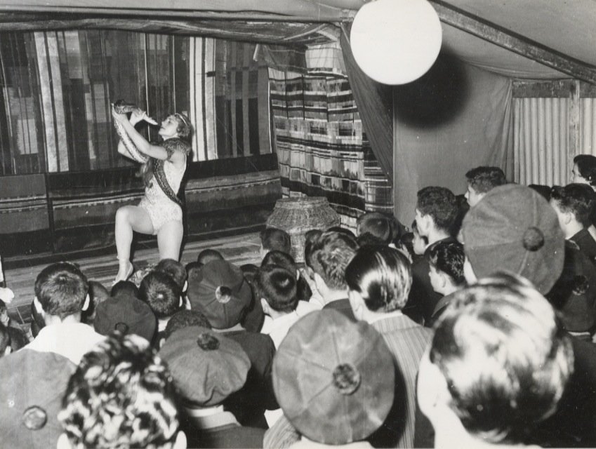 Fotografia originale in b.n., formato mm. 180x230, raffigurante una domatrice …