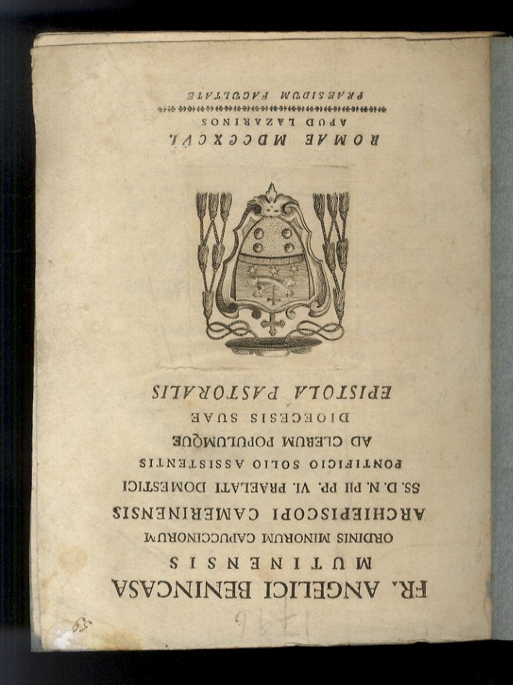 Fr. Angelici Benincasa mutinesis, ordinis minorum cappuccinorum Archipiescpi Camerinesis, SS. …