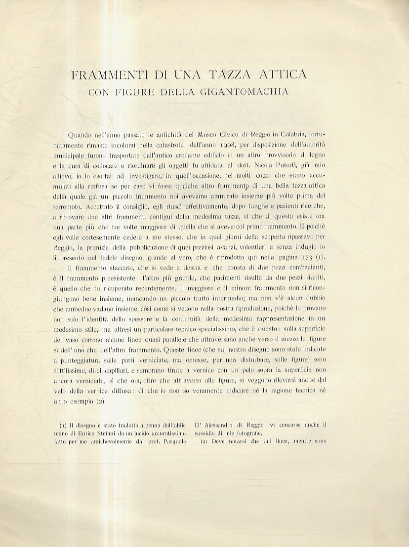 Frammenti di una tazza attica con figure della gigantomachia. Estratto …