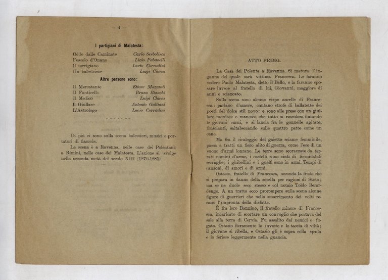 Francesca da Rimini. Tragedia in cinque atti.