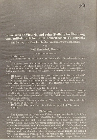 Franciscus de Victoria und seine Stellung im Übergang vom mitteralterlichen … | Immagine principale
