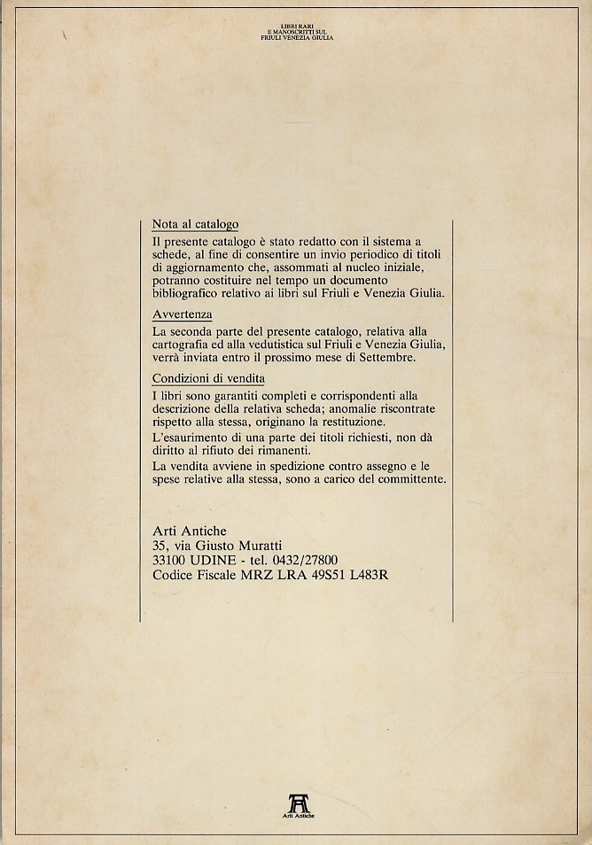 Friuli Venezia Giulia. Libri rari e manoscritti sul Friuli Venezia …
