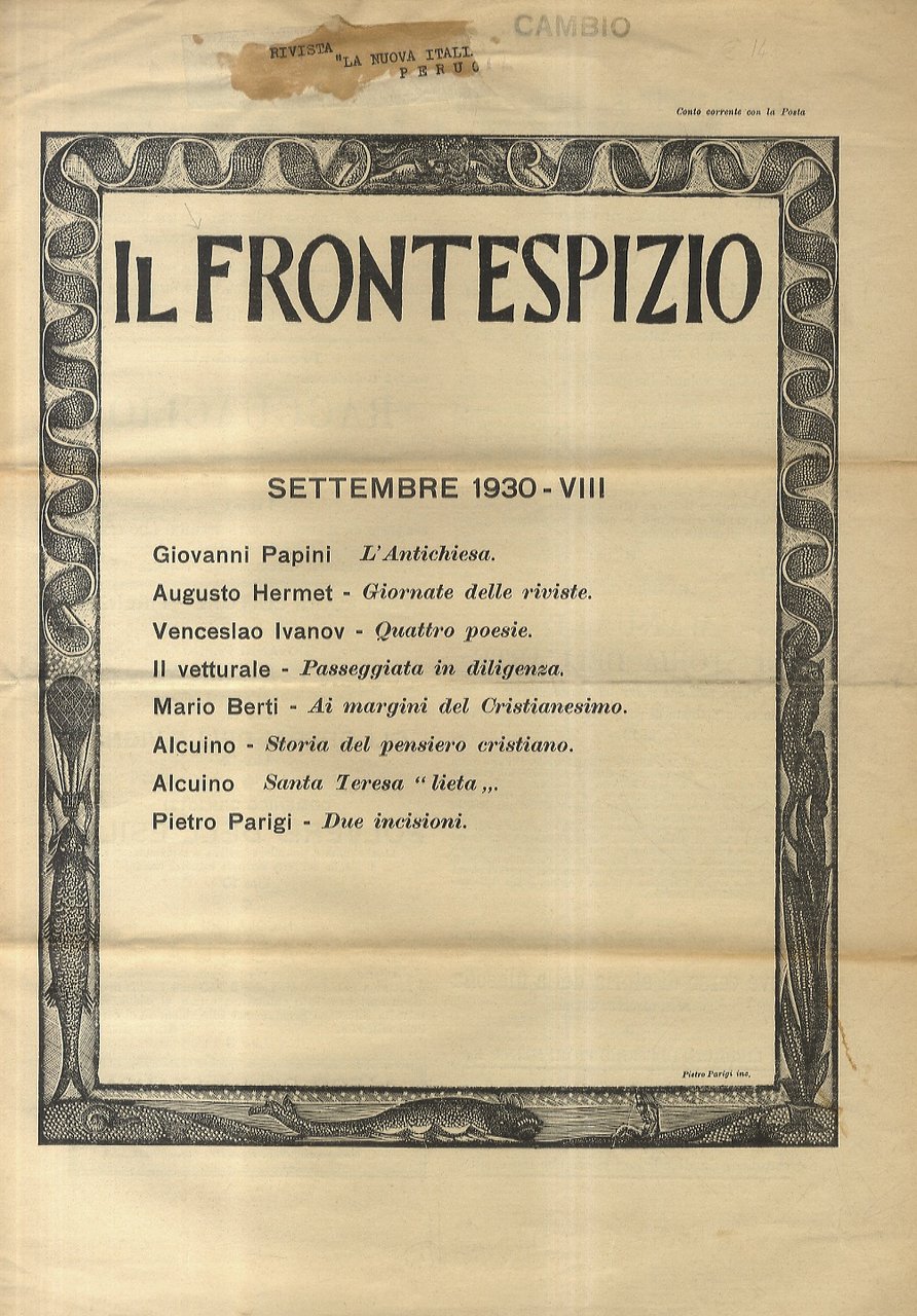 Frontespizio (Il). Settembre 1930 - VIII. Anno II. N. 9. | Immagine principale