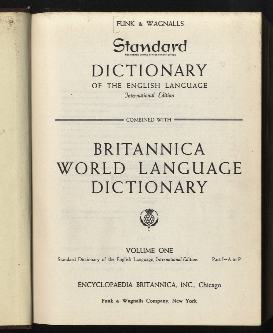 FUNK & Wagnalls' Dictionary of the English Language. International Edition. …