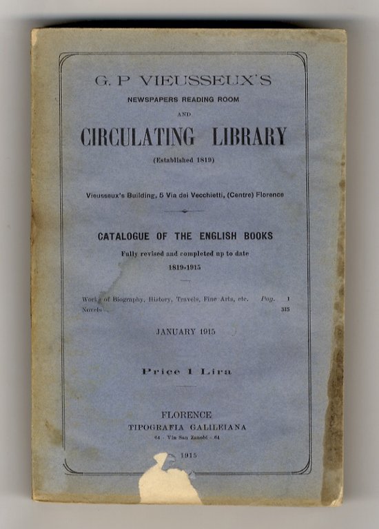 G.P. Vieusseux's newspapers reading room and circulating library (established 1819). … | Immagine Gallery 1