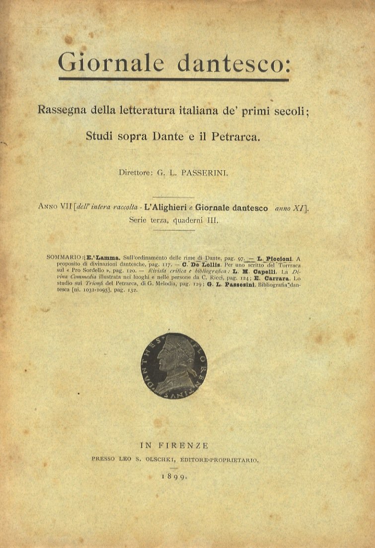 GIORNALE dantesco. Rassegna della letteratura italiana de' primi secoli; studi …