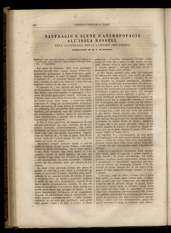 GIORNALE popolare di viaggi. Anno II. 1872. Vol. I: 1° …