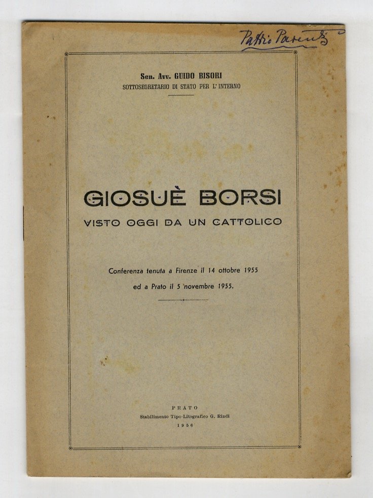 Giosuè Borsi visto oggi da un cattolico. Conferenza.