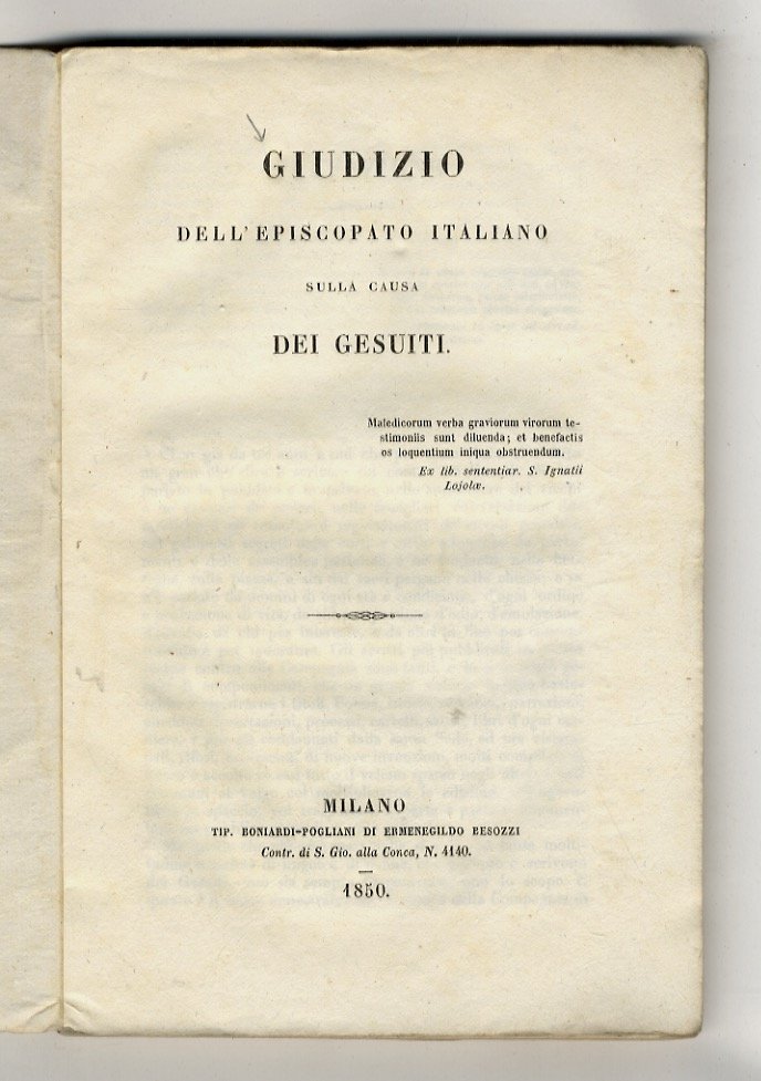 Giudizio dell'Episcopato Italiano sulla causa dei Gesuiti.