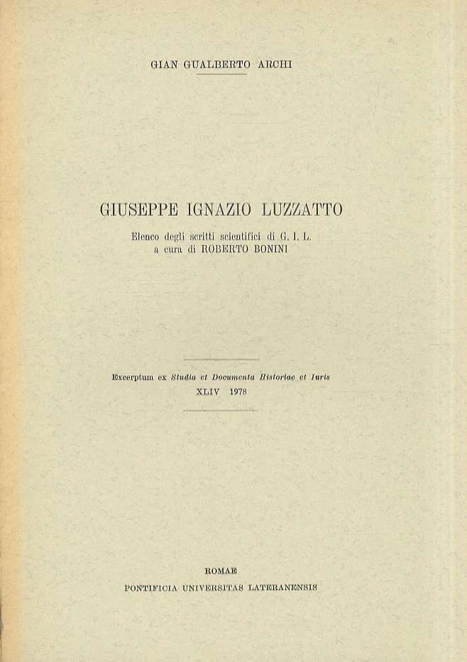 Giuseppe Ignazio Luzzatto. Segue: Elenco degli scritti scientifici di G.I. …