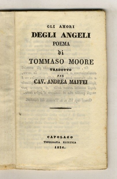 Gli amori degli angeli. Poema di Tommaso Moore tradotto dal …
