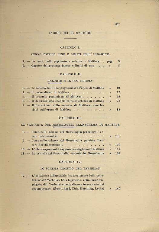 Gli schemi teorici del movimento della popolazione. Studio critico.