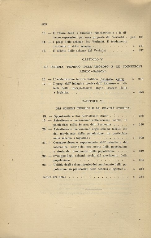 Gli schemi teorici del movimento della popolazione. Studio critico.