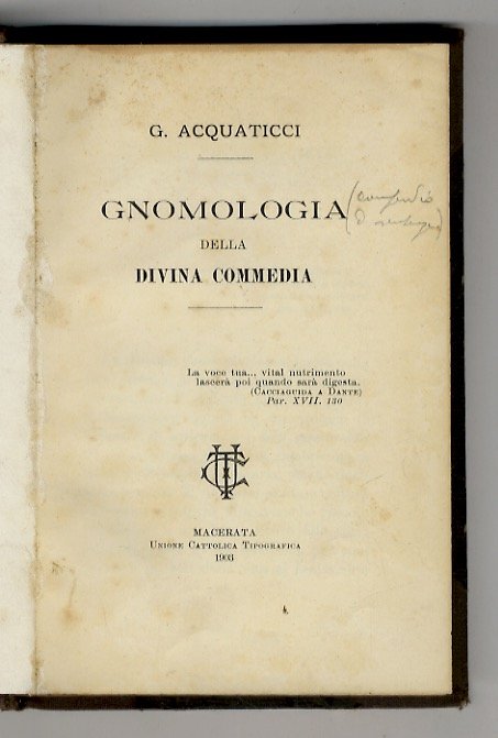 Gnomologia della Divina Commedia.