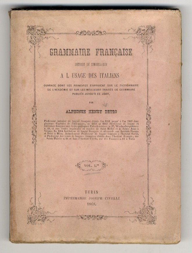Grammaire française. Methode de conservation a l'usage des Italiens, ouvrage …