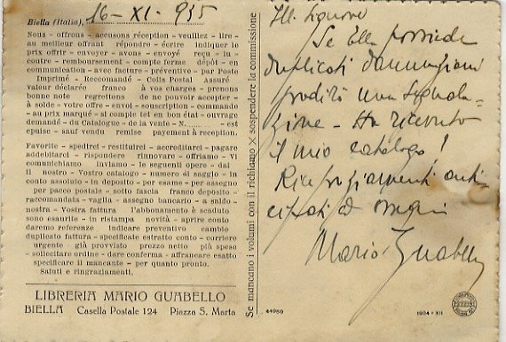Gruppo di 6 lettere e cartoline, manoscritte o dattiloscritte, firmate, …
