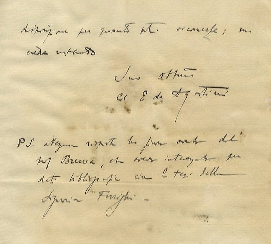 Gruppo di 78 lettere + 2 cartolina postali + 1 biglietto, quasi tutti dattiloscritti con integrazioni manoscritte e firme autografe. Indirizzati a Nello Puccioni, geografo ed antropologo fiorentino. Le lettere vanno dal 1927 al 1936 e sono stese, per lo più, su carta intestata "Governo delle Tripolitania, Ufficio Studi", "Governo della Cirenaica", Ufficio Studi" e "Reale Società Geografica Italiana". Riguardano la missione sui luoghi e la successiva stesura e pubblicazione dell'opera "Antropologia e etnografia delle genti della Somalia" dello stesso Puccioni.