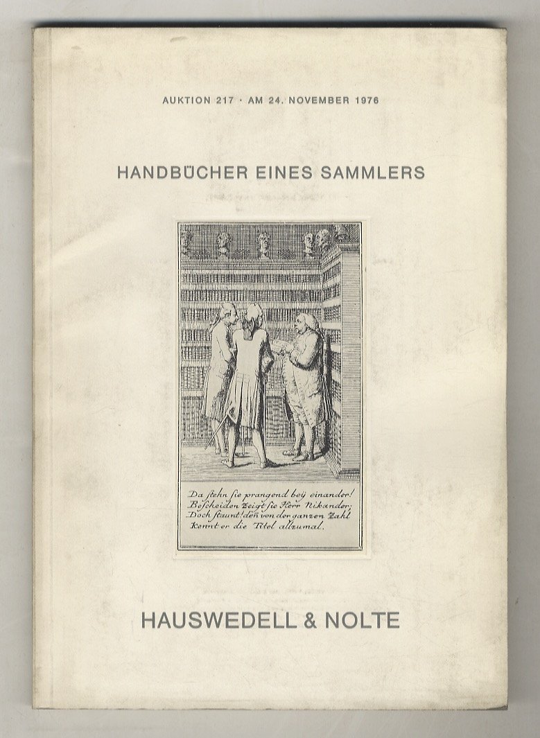 Handbücher eines Sammlers. Auktion 217. Am 24 November 1976. Mit …