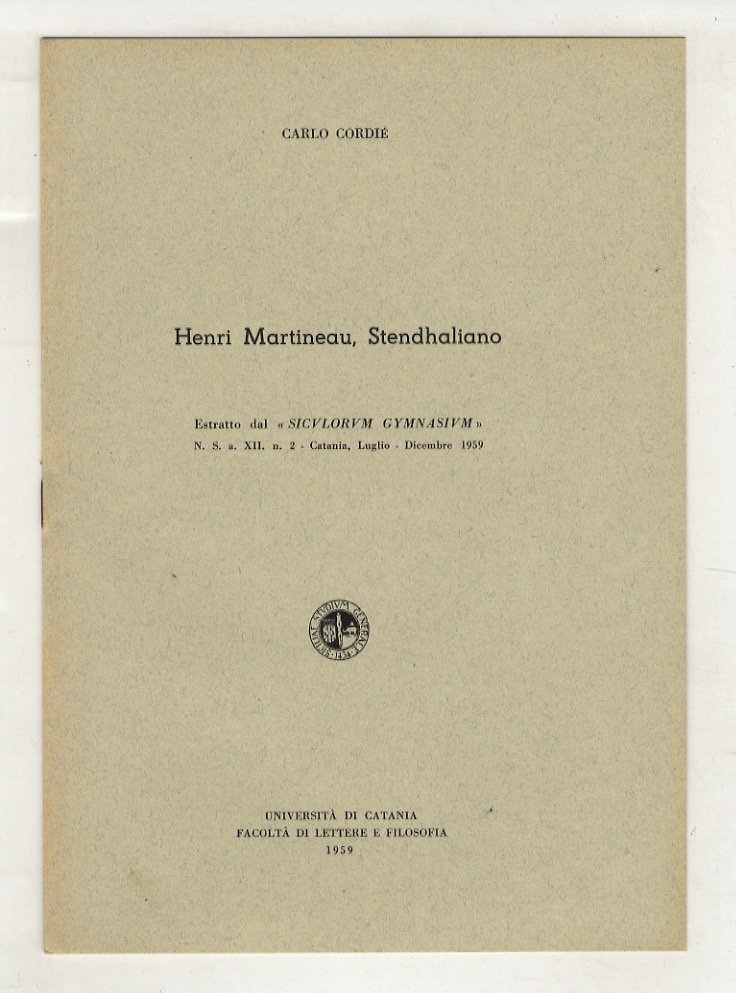 Henri Martineau, Stendhaliano. Estratto dal "Siculorum Gymnasium" [.].