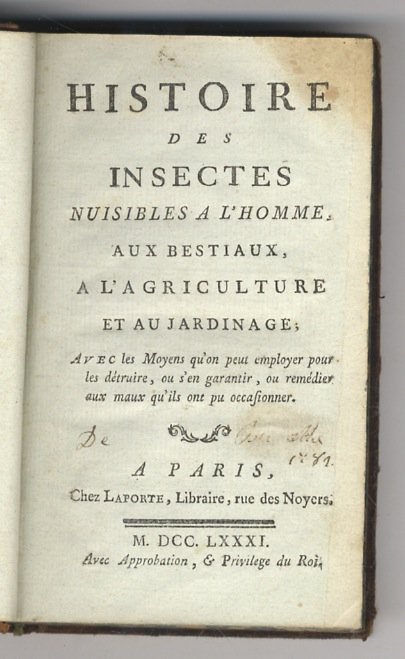 Histoire des insectes nuisibles à l'homme, aux bestiaux, à l'agricolture …