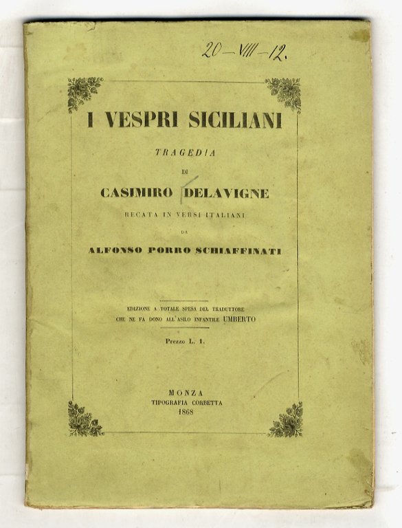 I Vespri Siciliani. Tragedia recata in versi italiani di A. … | Immagine Gallery 2