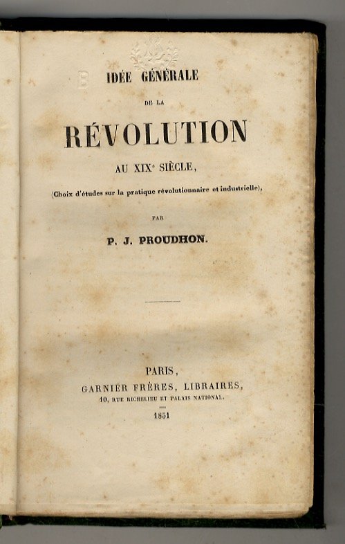 Idée genérale de la révolution au XIX siècle, (choix d'études …