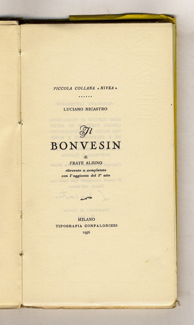 Il Bonvesin di Frate Albino ritrovato e completato con l'aggiunta …