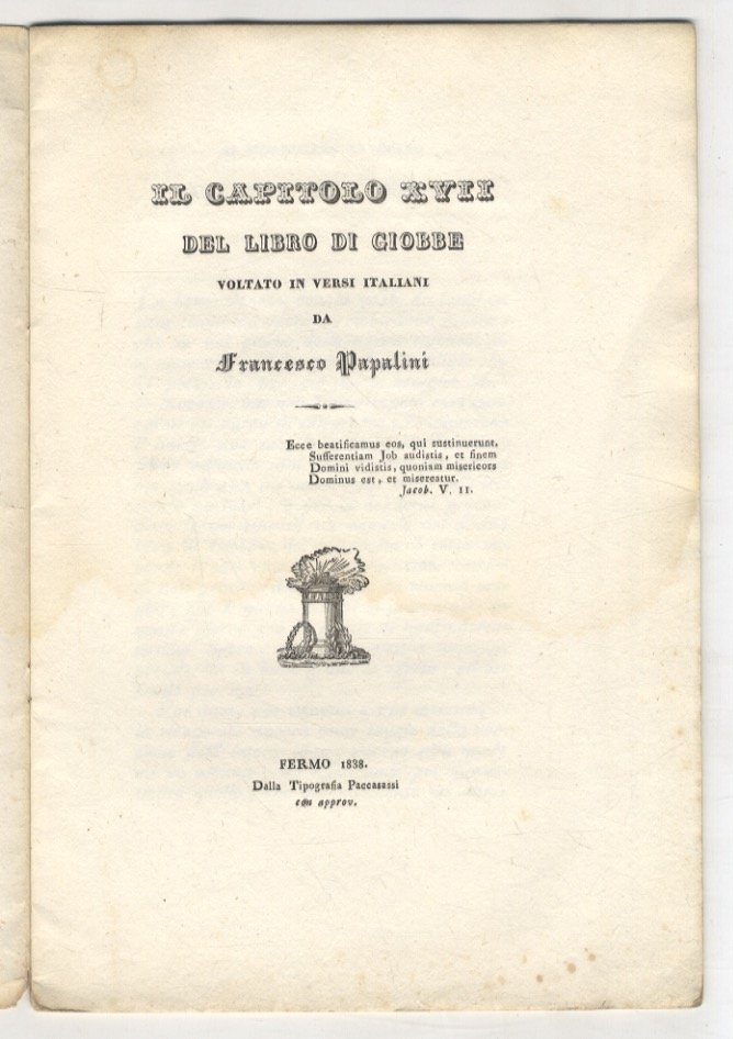 Il capitolo XVII del Libro di Giobbe. Voltato in versi …