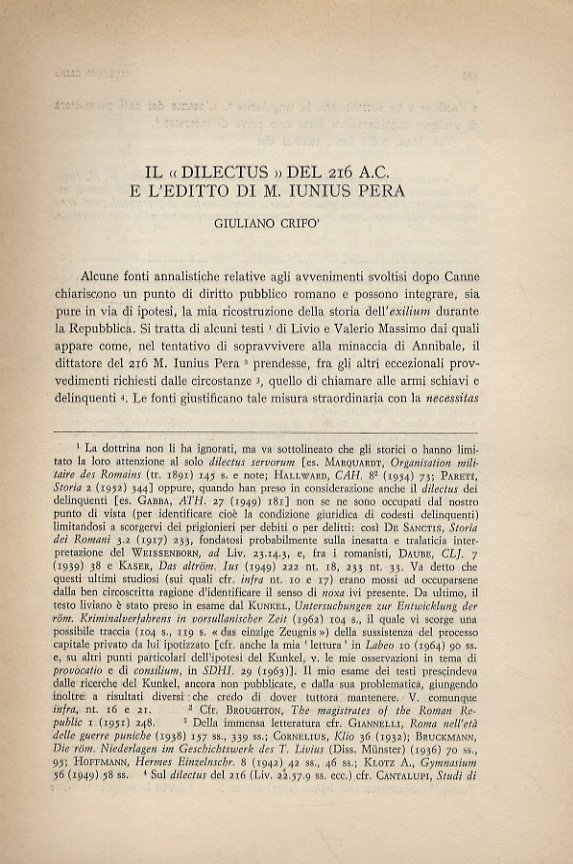 Il «dilectus» del 216 a.c. e l'editto di M. Iunius …