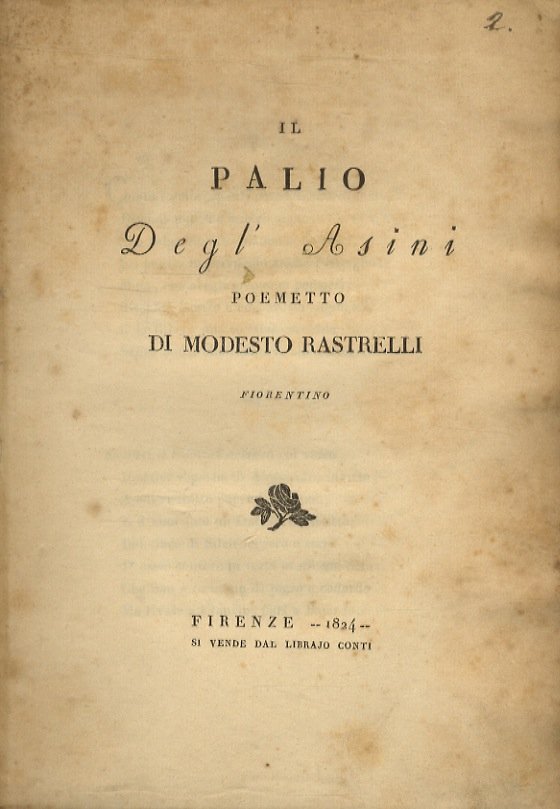 Il palio degl'asini poemetto di Modesto Rastrelli fiorentino.