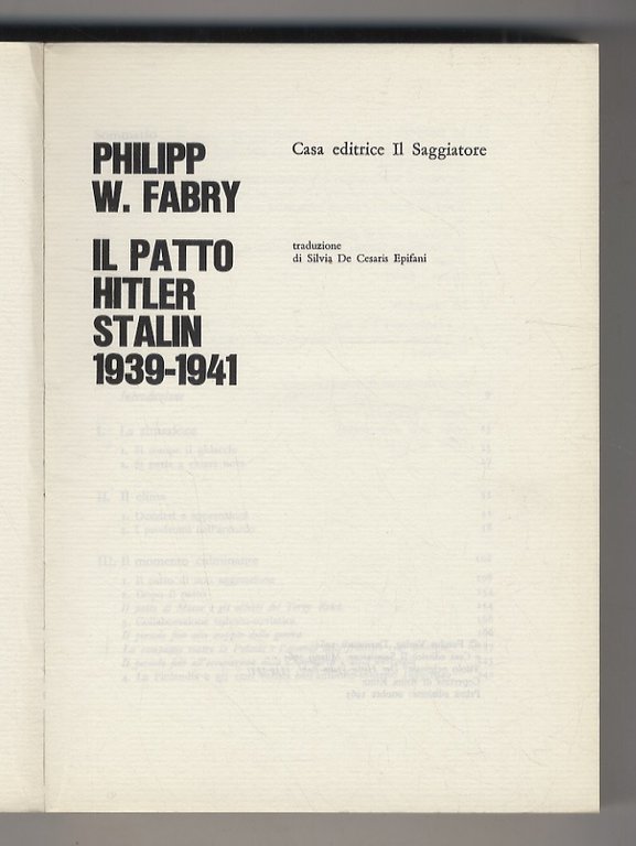 Il patto Hitler Stalin 1939-1941. Traduzione di Silvia De Cesaris …