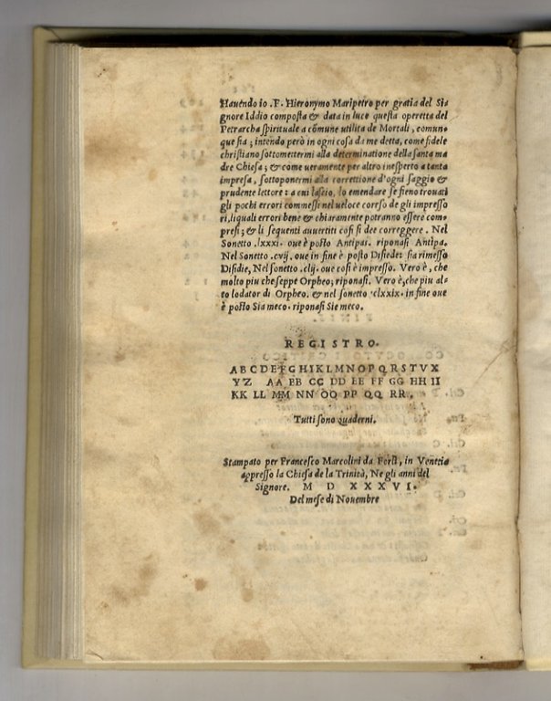 [Il Petrarcha spirituale. Con privilegio papale et del Dominio Veneto].