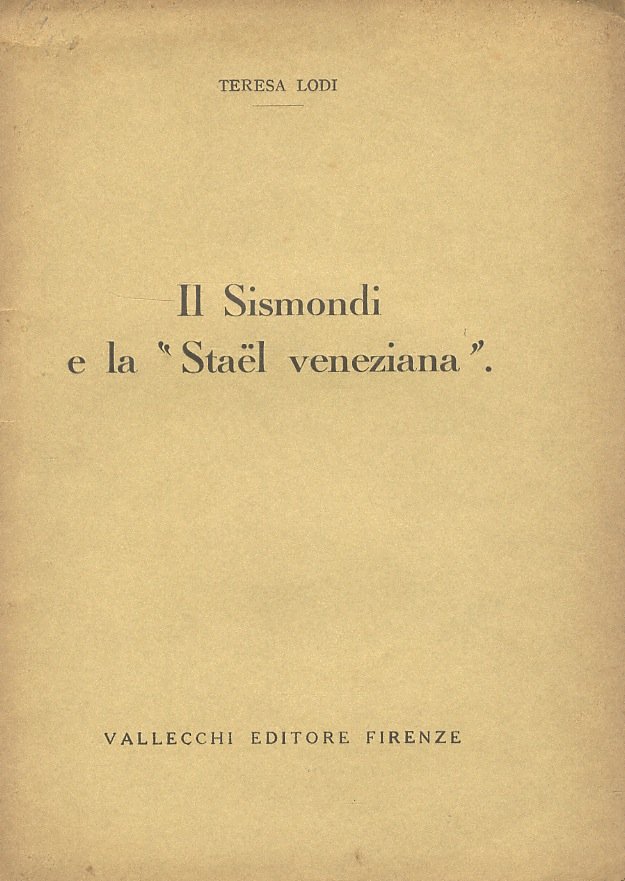 Il Sismondi e la "Staël veneziana". | Immagine principale