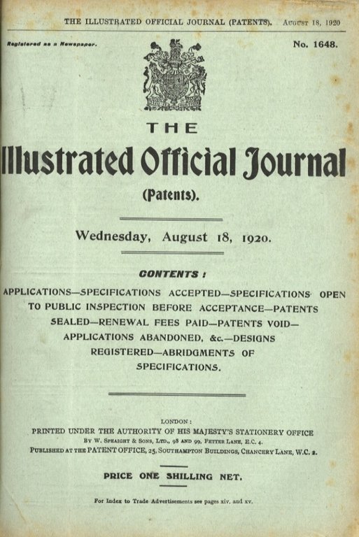 Illustrated (The) Official Journal. (Patents). Registered as a Newspaper. Contents: …
