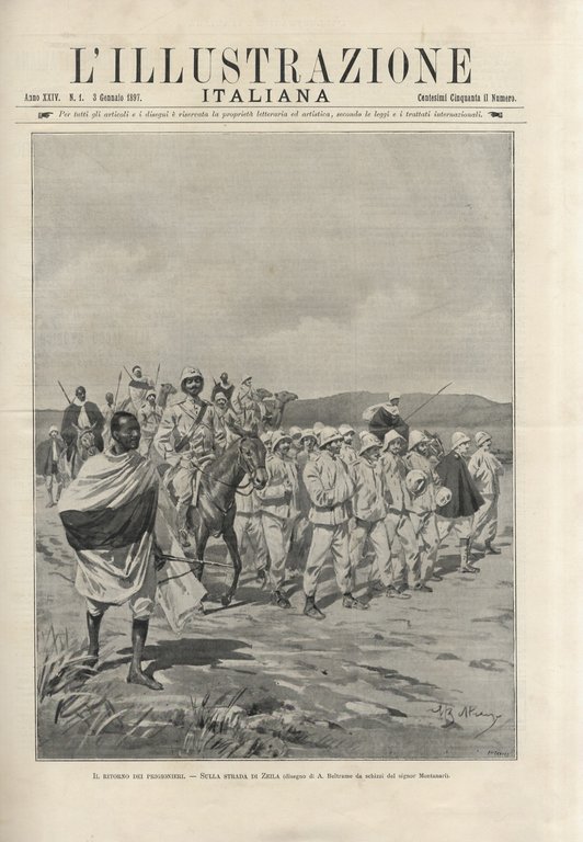 ILLUSTRAZIONE (L') Italiana. Rivista settimanale degli avvenimenti e personaggi contemporanei sopra la storia del giorno, la vita pubblica e sociale, scienze, belle arti, geografia e viaggi, teatri, musica, mode, ecc. [.] Anno XXIV. 1897. Primo semestre e secondo semestre: dal fascicolo n. 1 del 3 gennaio 1897 al n. 52 del 26 dicembre 1897.