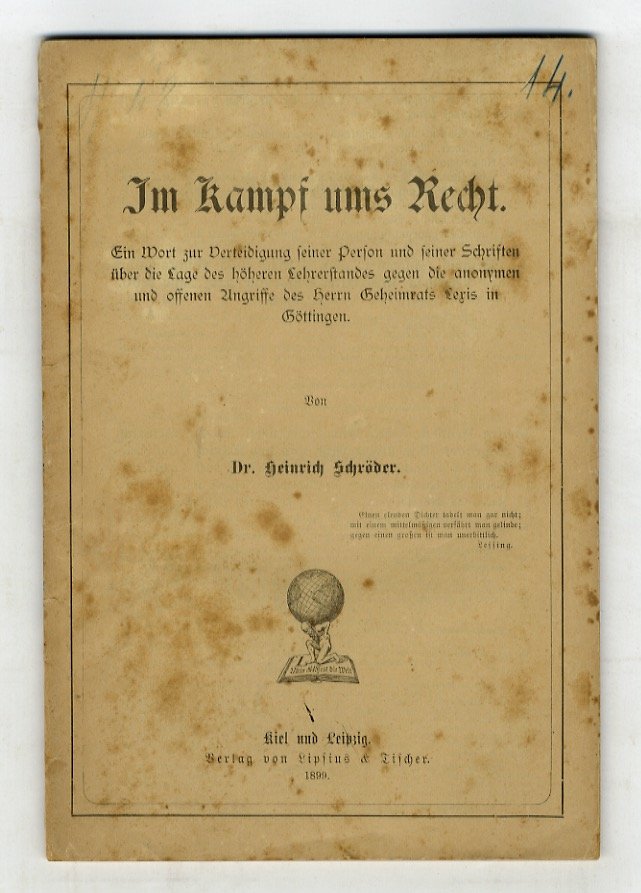 Im Kampf ums Recht. Ein Wort zur Verteidigung seiner Person …