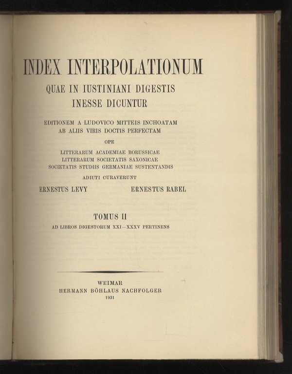 Index interpolationum quae in Iustiniani Digestis inesse dicuntur. Editionem a … | Immagine Gallery 5