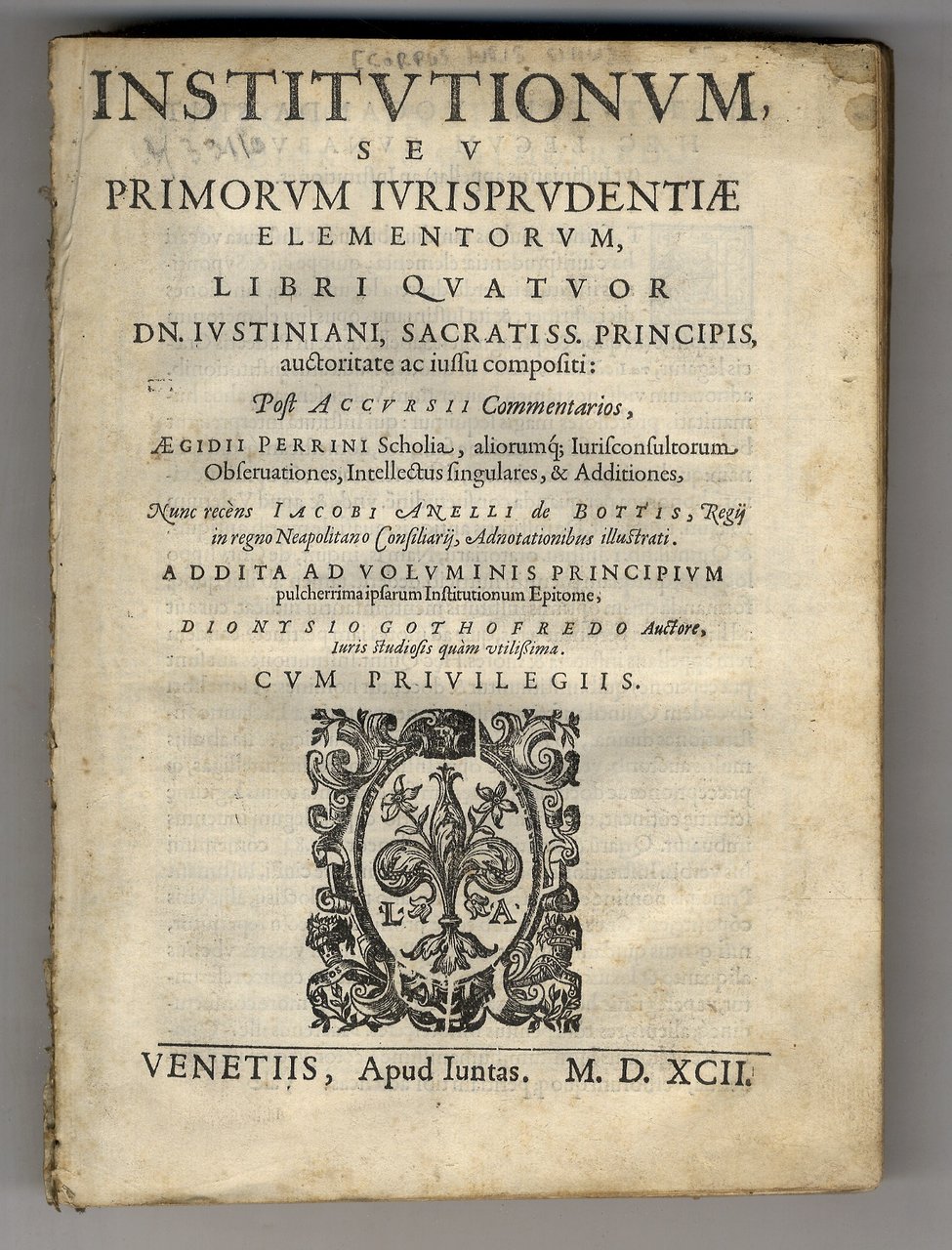 Institutionum, seu primorum iurisprudentiae elementorum, libri quatuor Dn. Iustiniani [.] …