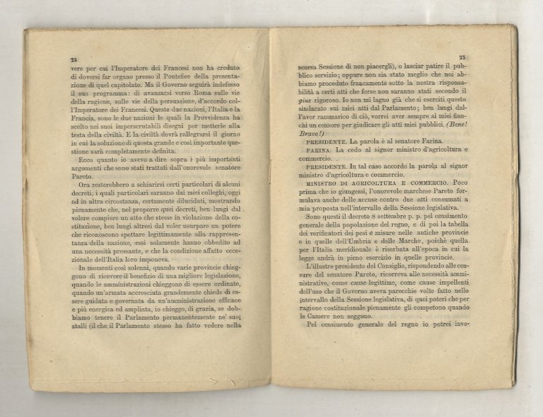 Interpellanza del senatore Pareto fatta nella seduta del Senato del …